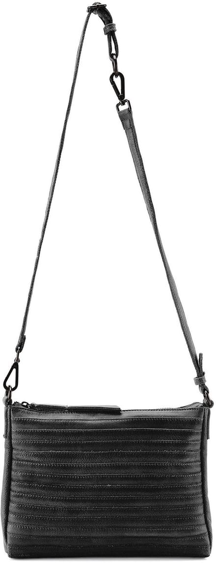 FREDsBRUDER Leren Schoudertas Layer Crossbag Black Zwart