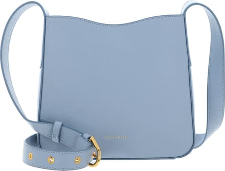 COCCINELLE Leren Schoudertas Dazz Mini Bag Grained Leather Mist Blue Lichtblauw