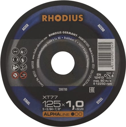 Rhodius 208700 Doorslijpschijf recht 125 mm 1 stuk(s) Staal