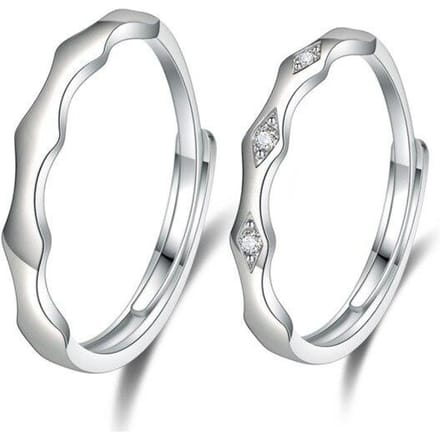 Bague de couple en argent sterling 925, bijou tendance, ajustable, micro-incrusté de zircons, idéal pour un couple white