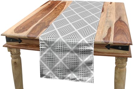 Abakuhaus Geometrische Tafelloper – Digitale Diamantvorm – 40x180 cm – Wit