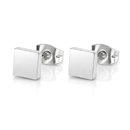 Dames Oorbellen Knoppen Zilverkleurig Vierkant Edelstaal-8mm