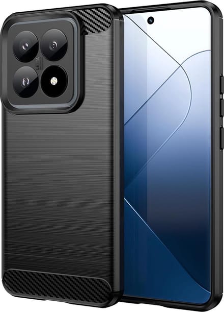 Techsuit Carbon Silicone Back Cover hoesje voor Xiaomi 14T - Zwart