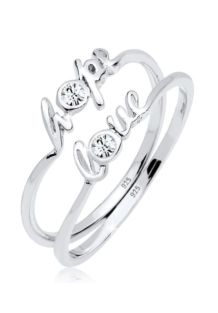 Elli - Ring - Dames Hope Love met kristallen in 925 sterling zilver - Dames