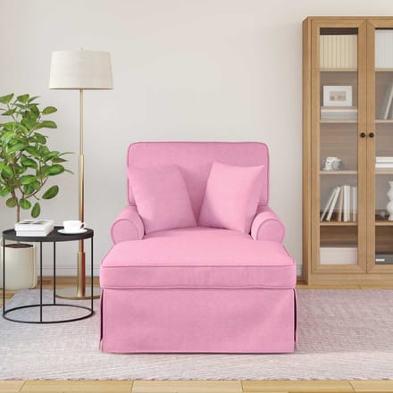 vidaXL Chaise Lounge met Rok met kussen met kussen 3 pcs Roze Stof