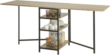 Opvouwbare Keukentafel met 3 Opbergplanken - Ruimtebesparende Eettafel 180x60 cm
