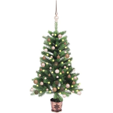 vidaXL - Kunstkerstboom - met - verlichting - en - kerstballen - 90 - cm - groen