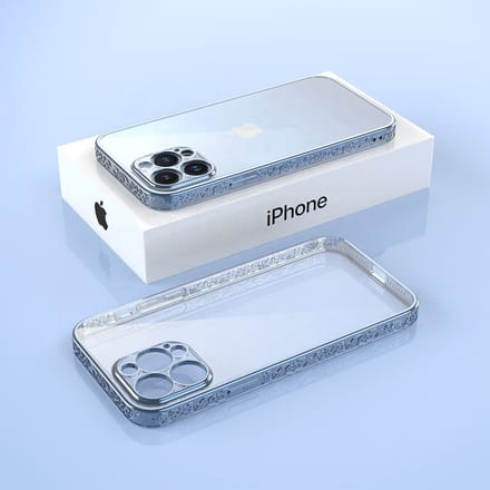 Smartphonica iPhone 13 Pro Max hoesje met 3D metallic opdruk - Blauw geschikt voor iPhone 13 Pro Max