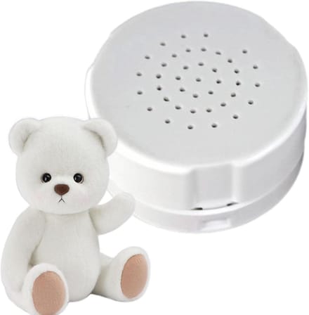 Pluche geluidsrecorder - Berichtenbox speelgoed - Gepersonaliseerde geschenken - 60 seconden opname - 45 mm diameter - Wit