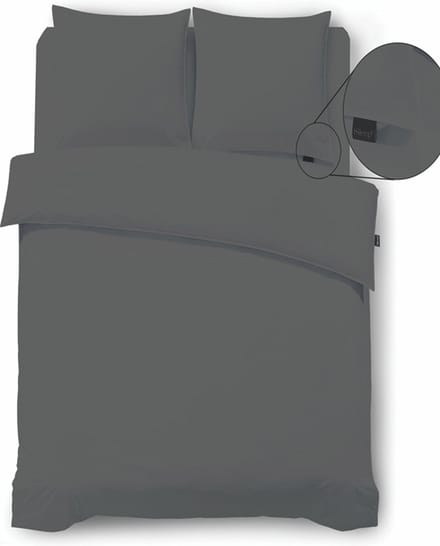 iSleep Dekbedovertrek Perkal - Eenpersoons - 140x200/220 cm - Antraciet