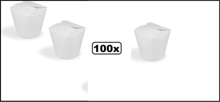 100x Wok to Go beker 400ml - hoogte 86mm - wit nasi bami mihoen
