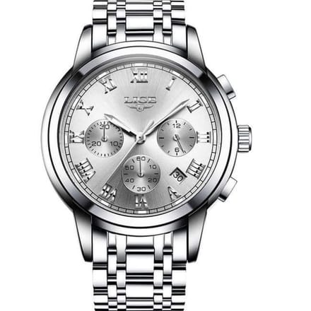 LIGE Casual DTS 1004 - Horloge - RVS - Ø 42 mm Zilver Wit