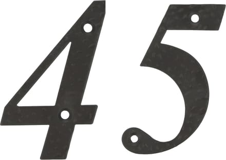 AMIG Huisnummer 45 - massief gesmeed staal - 10cm - incl. bijpassende schroeven - zwart