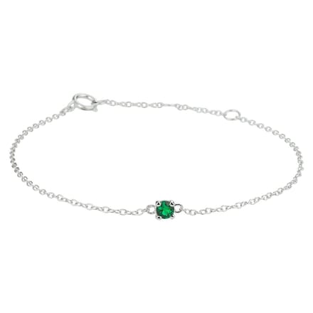 Zilver Gerhodineerd Armband Synth. Nano Groen 15,5 - 17 - 18,5 Cm 1333397