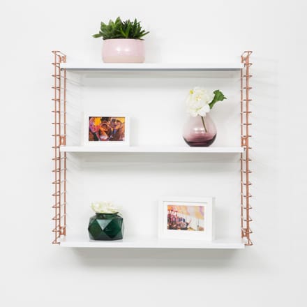 Tomado - Wandrek - Koper & Wit - Boekenrek - 70x21x68cm - Uitbreidbaar