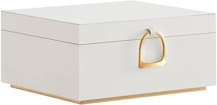MAZAZU - Sieradenkistje - 2 Laags - Wit - Gouden Handvat - 24x20.5x11