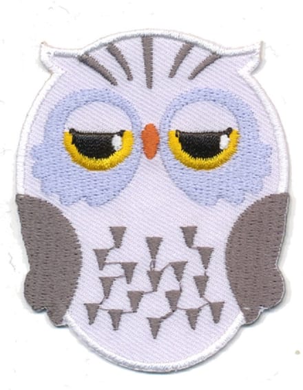 Strijkembleem - Patch - Uil wit - 5,5 x 7 cm