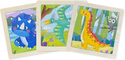 Kinderpuzzel Dino - Puzzel 9 stukjes - houten puzzel - Dinosaurus - Houten kinderpuzzel