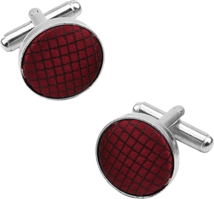 Fako Bijoux - Manchetknopen - Staal & Ruit - 16mm - Bordeaux Rood