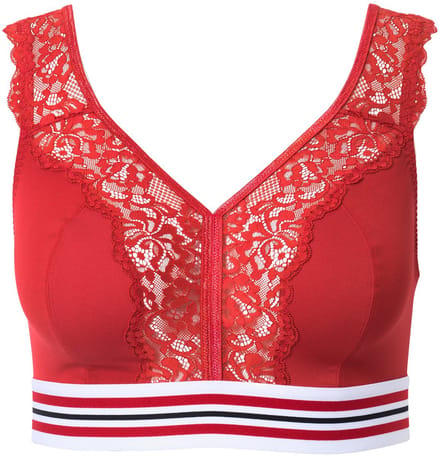 Ulla Popken - Dames - Minimizer bralette kant zonder beugels - Salsa - Maat 100D