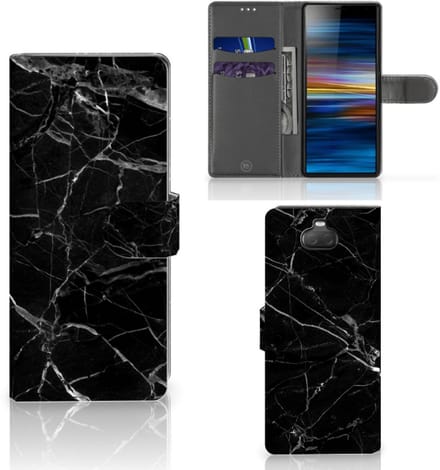 Sony Xperia 10 Bookcase Marmer Zwart - Origineel Cadeau Vader