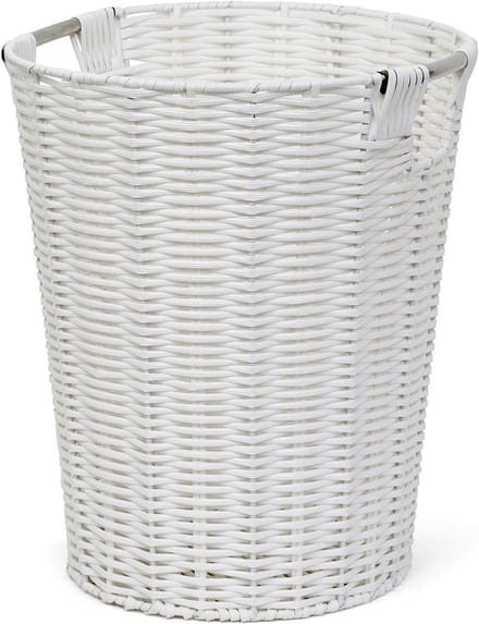 Afvalbak Rond - Prullenmand Papierbak - Thuis Kantoor - Sterke Hars Constructie - 25.5 cm Diameter - Wit