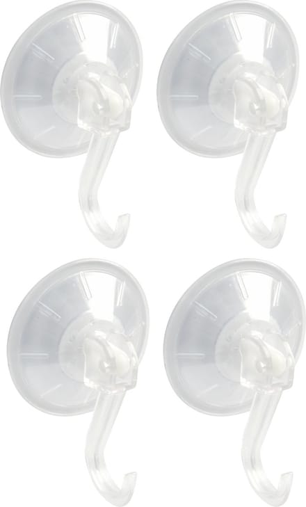 AMIG Ophanghaken met zuignap - 4x - kunststof - transparant - diameter 5,5 cm