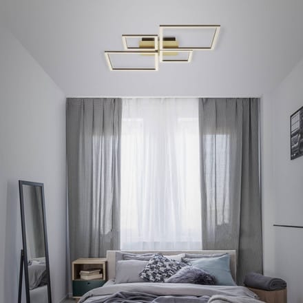 Briloner LED plafondlamp Frame, goud, dimbaar, 4-lamps