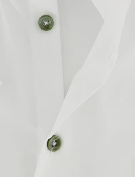 Wit Ledub overhemd korte mouw Modern Fit strijkvrij met groene knopen