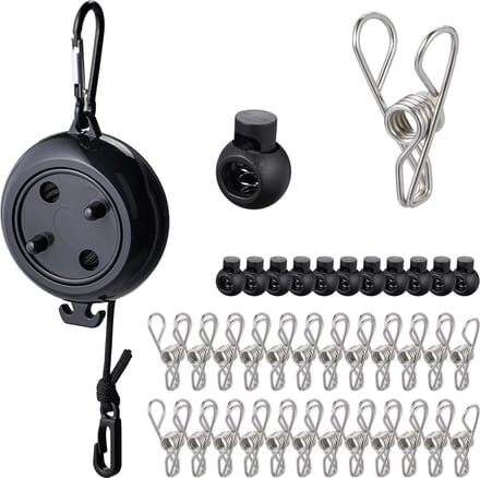 Extendible 7.8m Roll-up Drying Line for Camping and Travel - Black