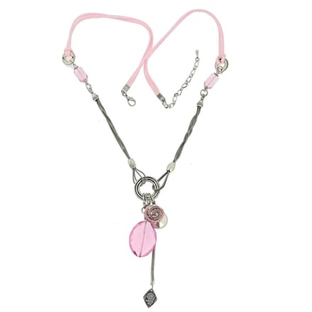 Behave - Lange ketting - Romantische stijl - Roze hanger engel - 60 cm