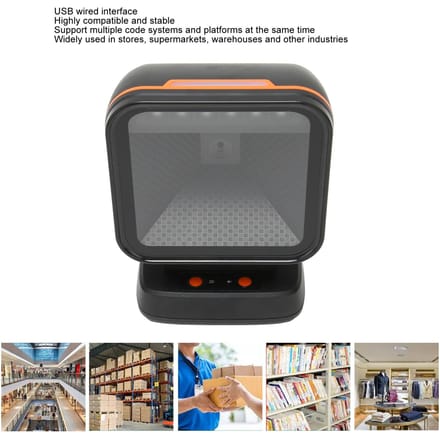 2D 1D QR Desktop Barcode Scanner Bedraad USB Groot Scanvenster Verstelbare Hoek Barcode Scanner gray