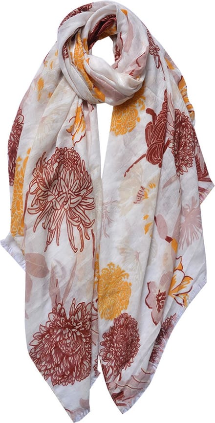 Juleeze Sjaal Dames Print 90x180 cm Rood Geel Synthetisch Bloemen