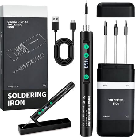 Draagbare USB Soldeerbout Set met Instelbare Temperatuur en Standaard