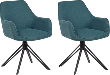 JODAR - Eetkamerstoel set van 2 - Groenblauw - Polyester
