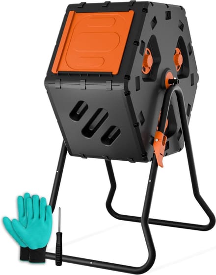 Compostbak Roterend - Composteerder Tuin - Afval Verwerken - Snelle Snapmontage - 85 liter - Oranje