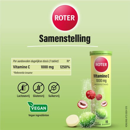 Roter Vitamine C 1000 mg Lime- Lychee - 3 x 15 bruistabletten - Voordeelverpakking