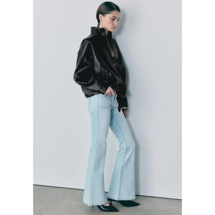 Stradivarius Balloon-jack met riem en leereffect  Zwart S