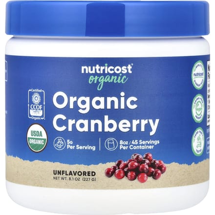 Nutricost, Biologische Cranberry, Ongezoet, 230 g (227 gr)