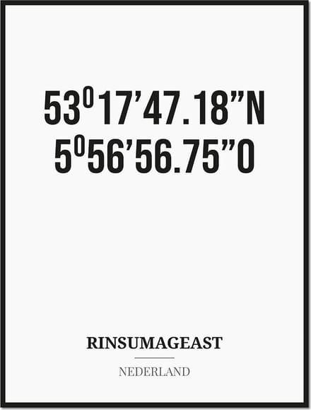 Poster/kaart RINSUMAGEAST met coördinaten