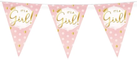 Party flags foil it's a girl! | 6 stuks