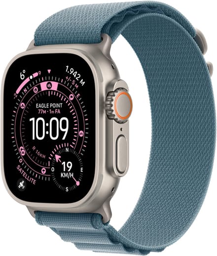 Apple Watch Ultra 3 Cellular 49mm Natural Titanium Case with Light Blue Alpine Loop - Medium