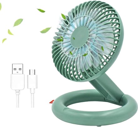 Miniventilator USB-ventilator, draagbare USB-aangedreven oplaadbare bureauventilator, 2000 mAh 3 snelheden stille ventilatoren voor pc, laptop, netbook, thuis, kantoor (groen)