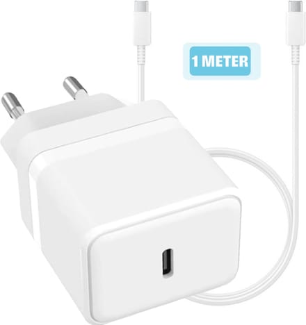 20w usb C Power Oplader met usb C naar C Kabel - 1 Meter - Snellader - UsbC Lader - Wit
