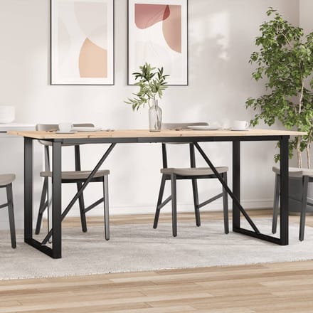 vidaXL - Eettafel - O-frame - 180x90x75 - cm - massief - grenenhout - en - staal