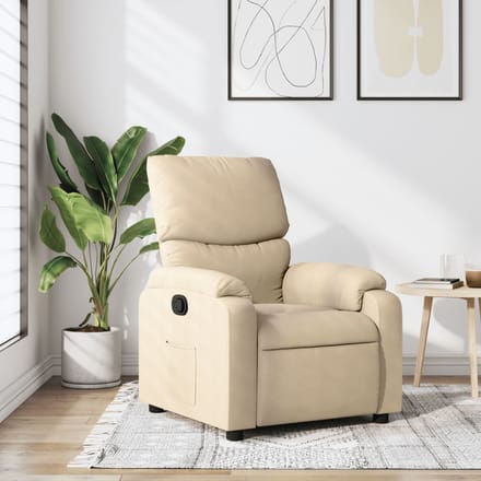 vidaXL - Fauteuil - verstelbaar - stof - crèmekleurig