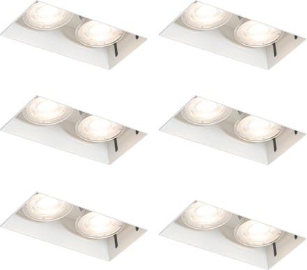 QAZQA oneon 6 - Moderne Inbouwspot - 6 stuks - L 17.5 cm - Wit -