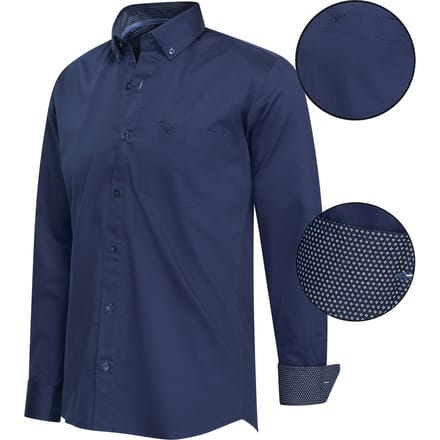 Cappuccino Italia - Heren Overhemden Regular Fit Overhemd Navy - Blauw - Maat M