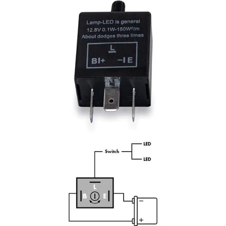 Knipperlichtrelais LED 12V universeel 3 aansluitingen instelbaar voor motor TAAC RU3P