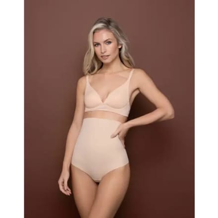 Bye Bra Corrigerende String, Hoge Taille String, Sterk corrigerende String, Shapewear Dames, Shapewear Buik, Beige, M